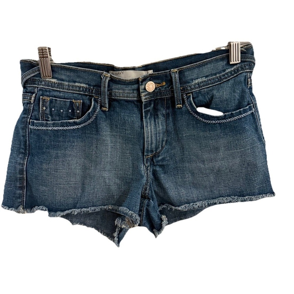 OLD NAVY WOMENS JEAN SHORTS SIZE 2 CUT OFF‎ DENIM BOOTY CUT RAW HEM